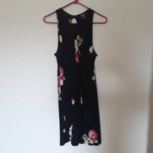 Ladies Dawn Joy,Size Small Black w/Pinks/Yellows Flowers/One button neck closure